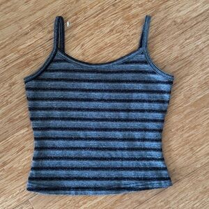 Vintage Charlotte Russe black silver striped sparkly cropped tank top